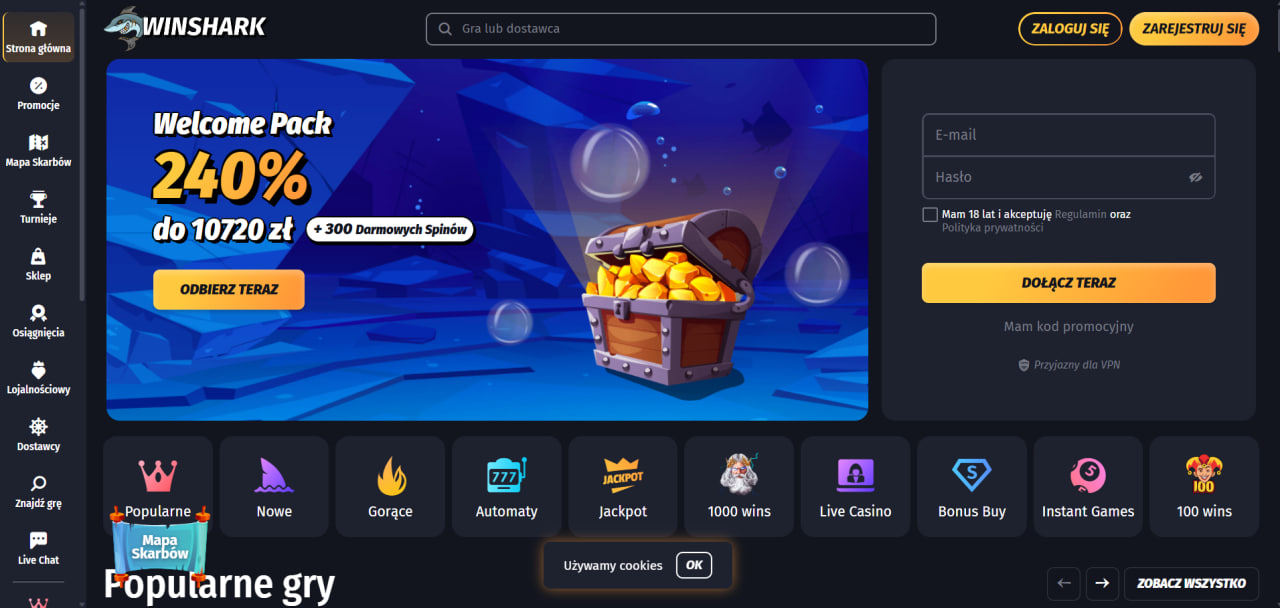 Winshark Casino tabela parametrów